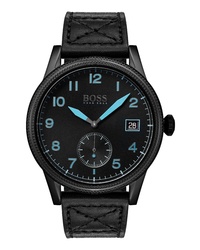 BOSS Legacy Round Leather Watch