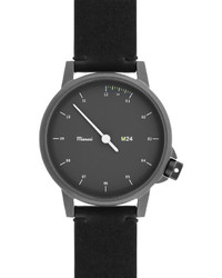 Miansai M24 Stainless Steel Watch With Leather Strap Black