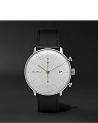 Junghans Max Bill Chronoscope 40mm Stainless Steel And Leather Watch Ref No 027460004