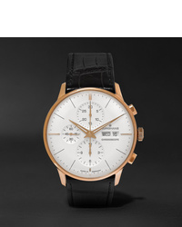 Junghans Meister Chronoscope 40mm Gold Tone And Alligator Watch Ref No 027732301