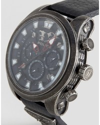 Police Mephisto Black Leather Watch