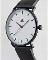 Asos Minimal Watch With Leather Strap In Black