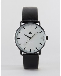 Asos Minimal Watch With Leather Strap In Black