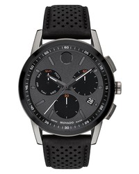 Movado Museum Sport Chronograph Leather Watch