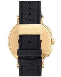 Versace Mystique Chrono Leather Strap Watch 46mm