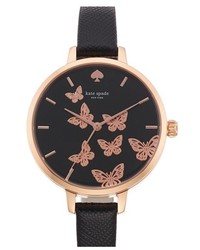 Kate Spade New York Metro Butterfly Dial Leather Strap Watch 34mm