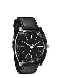 Nixon Time Teller Black Leather Strap Watch