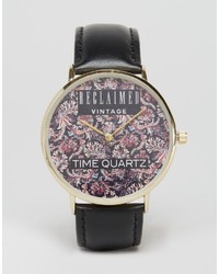 Reclaimed Vintage Paisley Leather Watch In Black