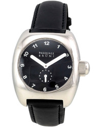 Pasquale Bruni Stainless Steel Leather Strap Watch Black