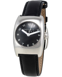 Pasquale Bruni Stainless Steel Leather Strap Watch Blackblack Dial