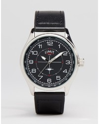 Limit Pilot Leather Watch In Black