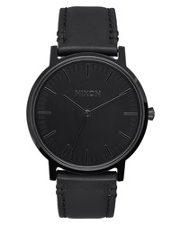 Nixon Porter Round Leather Watch