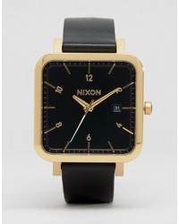 Nixon Ragnar 36 Square Leather Watch In Black