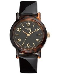 Timex Round Patent Leather Strap Watch 40mm