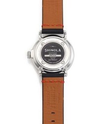 Shinola Runwell Stainless Steel Leather Strap Watchblack