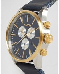 Nixon Sentry Chronograph Watch In Leather