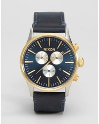 Nixon Sentry Chronograph Watch In Leather