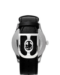 Gucci Silver And Black G Timeless Automatic Bees Watch