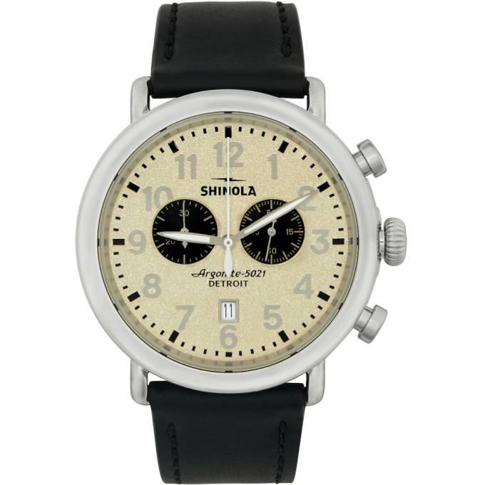 Shinola Silver And Off White The Runwell Chrono 47mm Watch, $750 ...