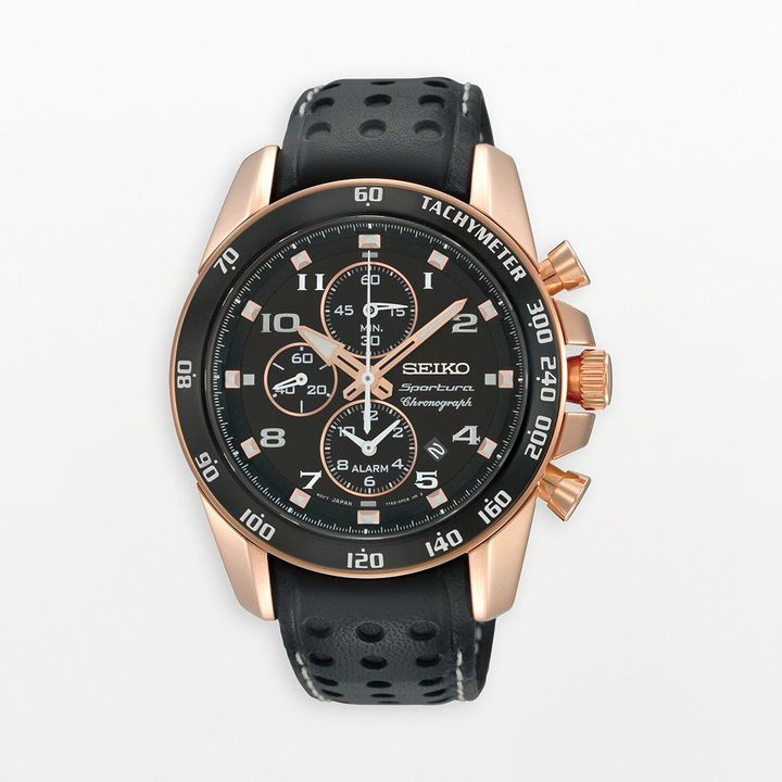 Seiko Sportura Stainless Steel Two Tone Leather Chronograph Watch Sn80,  $550 | Kohl's | Lookastic