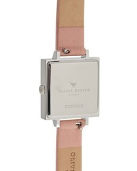Olivia Burton Square Leather Strap Watch 23mm