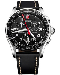 Victorinox Swiss Army Classic Chronograph Leather Watch Black