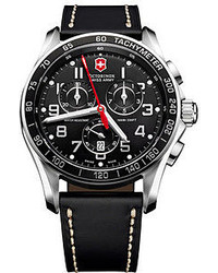 Victorinox Swiss Army Classic Chronograph Leather Watch Black