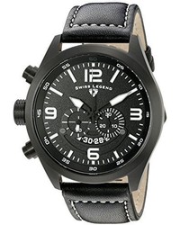 Swiss Legend 10020 Bb 01 Highlander Black Ion Plated Stainless Steel Watch With Black Leather Band
