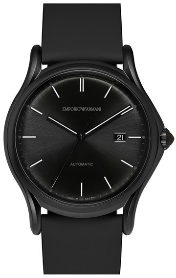 Emporio Armani Swiss Made Automatic Leather Strap Watch 42mm