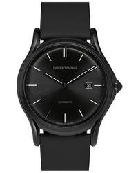 Emporio Armani Swiss Made Automatic Leather Strap Watch 42mm