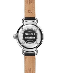 Shinola The Canfield Mother Of Pearl Stainless Steel Leather Strap Watch