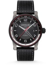 Montblanc Timewalker Dlc Coated Stainless Steel Leather Automatic Strap Watch