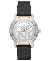 DKNY Tompkins Logo Dial Leather Strap Watch 32mm
