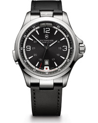 Swiss Army Victorinox Night Vision Watch With Leather Strap Black