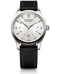 Victorinox Swiss Army Alliance Silver Dial Black Leather Watch