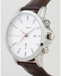 French Connection Watch In Brown Croc Leather Strap