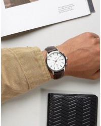 French Connection Watch In Brown Croc Leather Strap