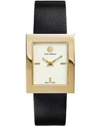 Tory Burch Watches Buddy Classic Leather Strap Golden Watch Black, $395 |  Neiman Marcus | Lookastic