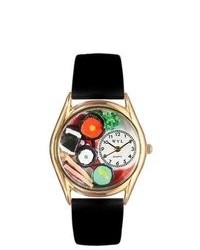 Whimsical Watches Sushi Black Leather And Gold Tone Watch