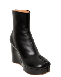 100mm Tabi Leather Wedge Ankle Boots