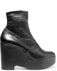 Robert Clergerie Bilou Leather Wedge Ankle Boots Black