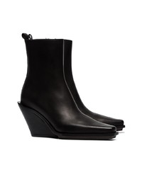 Ann Demeulemeester Black 100 Leather Wedge Ankle Boots