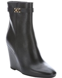 Fendi Black Leather Wedge Ankle Boots