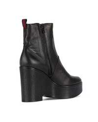 Clergerie Black Wedge 105 Leather Ankle Boots