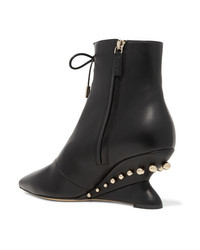 Salvatore Ferragamo Blevio Studded Leather Wedge Ankle Boots