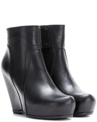 Rick Owens Classic Leather Wedge Ankle Boots