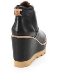 See by Chloe Ethel Leather Lace Up Wedge Booties
