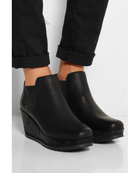 Pedro Garcia Fern Textured Leather And Suede Wedge Ankle Boots