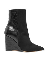 Giuseppe Zanotti Kristen Suede And Croc Effect Leather Wedge Ankle Boots