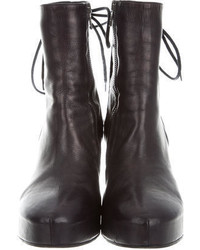 Ann Demeulemeester Leather Wedge Ankle Boots